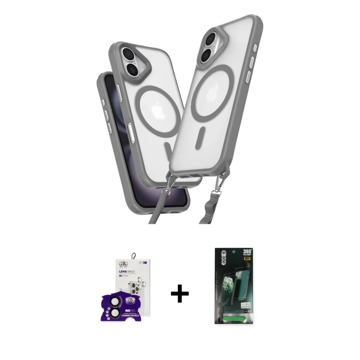 MARSİLYAN™- iPhone 16 Kılıf Atlas Doku Koleksiyonu - Siyah 360 Mat Full Body Arka Koruyucu + Bilvis Titan Kamera Lens - SH