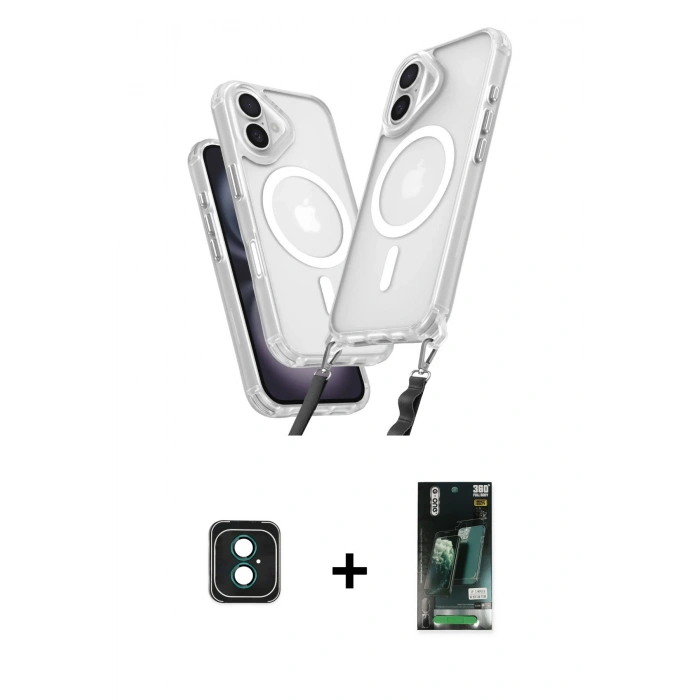 MARSİLYAN™- iPhone 16 Kılıf Atlas Doku Koleksiyonu - Siyah 360 Mat Full Body Arka Koruyucu + PVD Metal Kamera Lens - YL