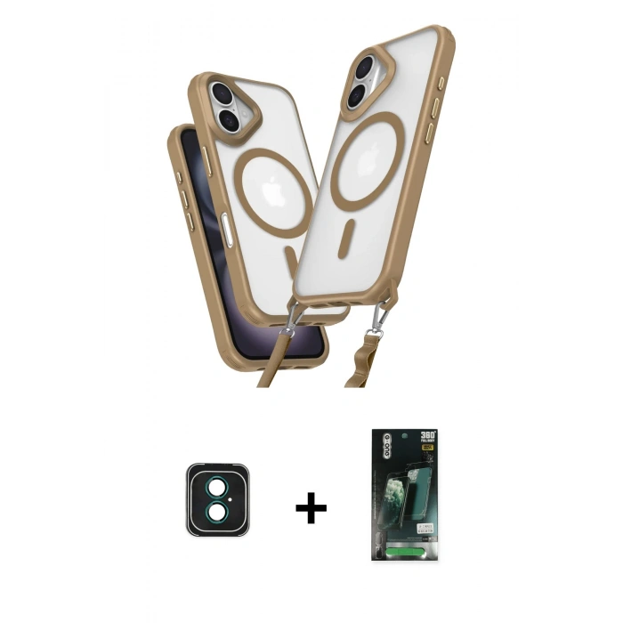 MARSİLYAN™- iPhone 16 Kılıf Atlas Doku Koleksiyonu - Siyah 360 Mat Full Body Arka Koruyucu + PVD Metal Kamera Lens - YL