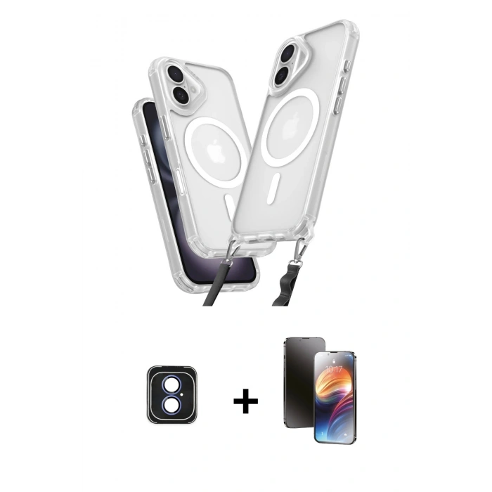 MARSİLYAN™- iPhone 16 Kılıf Atlas Doku Koleksiyonu - Siyah 3D Antistatik Mat Seramik Nano Ekran Koruyucu + PVD Metal Kamera Lens - MI