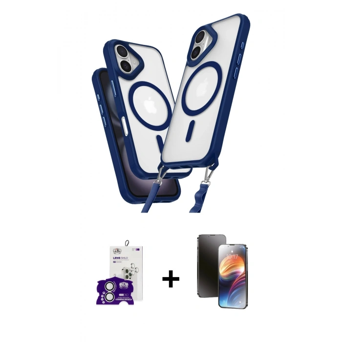 MARSİLYAN™- iPhone 16 Kılıf Atlas Doku Koleksiyonu - Siyah 3D Antistatik Mat Seramik Nano Ekran Koruyucu + Bilvis Titan Kamera Lens - GS