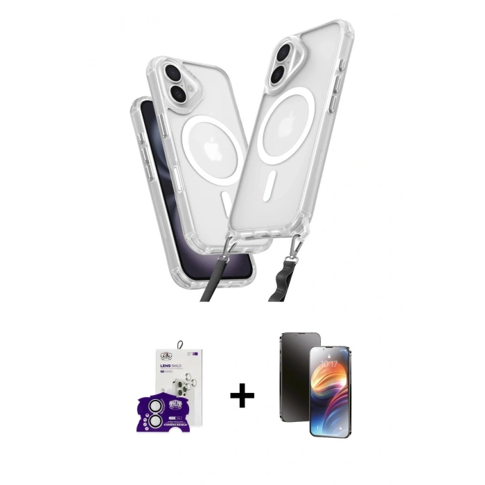 MARSİLYAN™- iPhone 16 Kılıf Atlas Doku Koleksiyonu - Siyah 3D Antistatik Mat Seramik Nano Ekran Koruyucu + Bilvis Titan Kamera Lens - GS