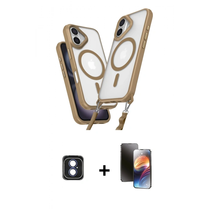 MARSİLYAN™- iPhone 16 Kılıf Atlas Doku Koleksiyonu - Siyah 3D Antistatik Mat Seramik Nano Ekran Koruyucu + PVD Metal Kamera Lens - MI