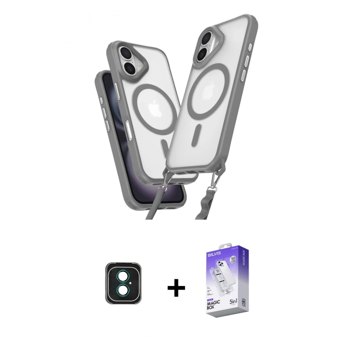 MARSİLYAN™- iPhone 16 Kılıf Atlas Doku Koleksiyonu - Siyah Bilvis 5in1 3D Magic Cam Ekran Koruyucu + PVD Metal Kamera Lens - YL