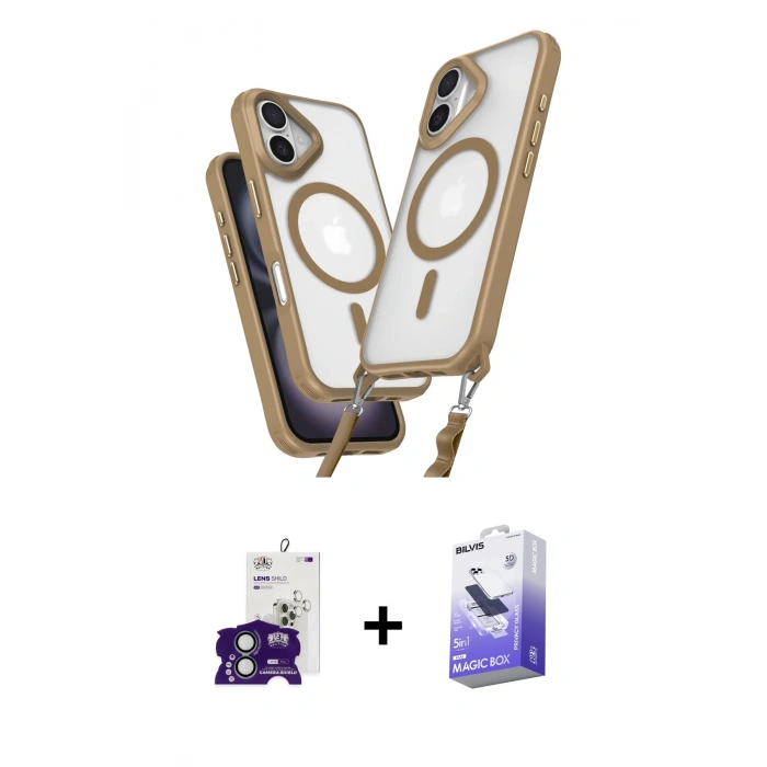 MARSİLYAN™- iPhone 16 Kılıf Atlas Doku Koleksiyonu - Siyah Bilvis 5in1 5D Magic Hayalet Cam Ekran Koruyucu + Bilvis Titan Kamera Lens - YL