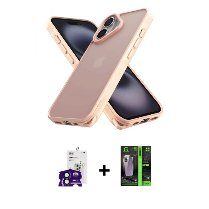 MARSİLYAN™- iPhone 16 Kılıf Atlas Form - Şeffaf 360 Full Body Arka Koruyucu + Bilvis Titan Kamera Lens - SH
