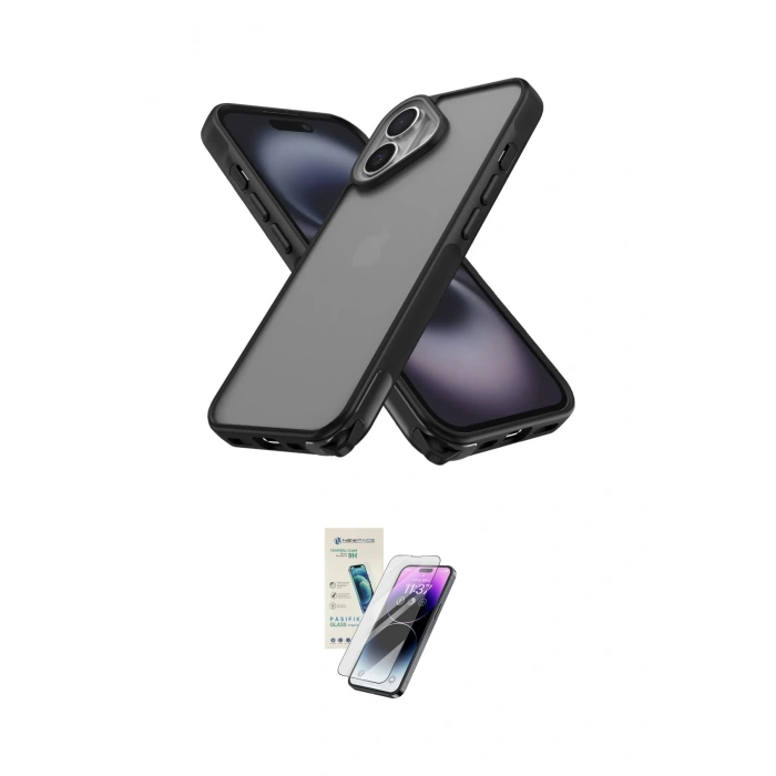MARSİLYAN™- iPhone 16 Kılıf Atlas Form - Şeffaf Pasifik Cam Ekran Koruyucu