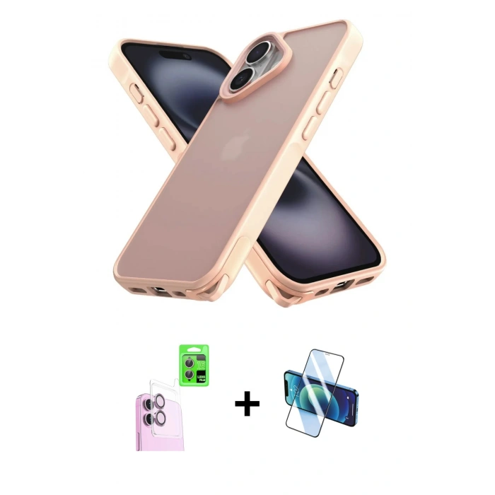 MARSİLYAN™- iPhone 16 Kılıf Atlas Form - Siyah 3D Antistatik Seramik Nano Ekran Koruyucu + Raze Metal Kamera Lens - PE