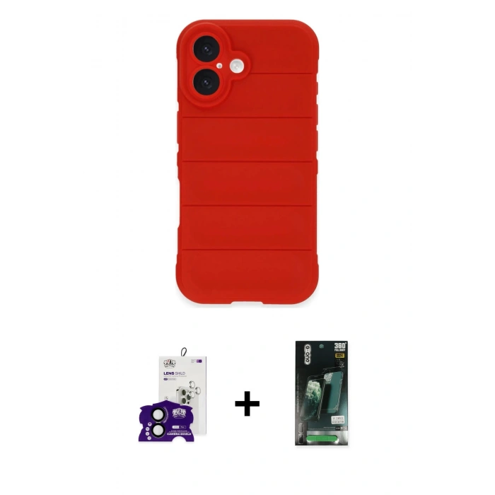 MARSİLYAN™- iPhone 16 Kılıf Atlas Koleksiyonu - Siyah 360 Mat Full Body Arka Koruyucu + Bilvis Titan Kamera Lens - SH