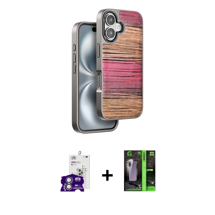 MARSİLYAN™- iPhone 16 Kılıf Atlas Minimal Özel Seri - Şeffaf 360 Full Body Arka Koruyucu + Bilvis Titan Kamera Lens - GS