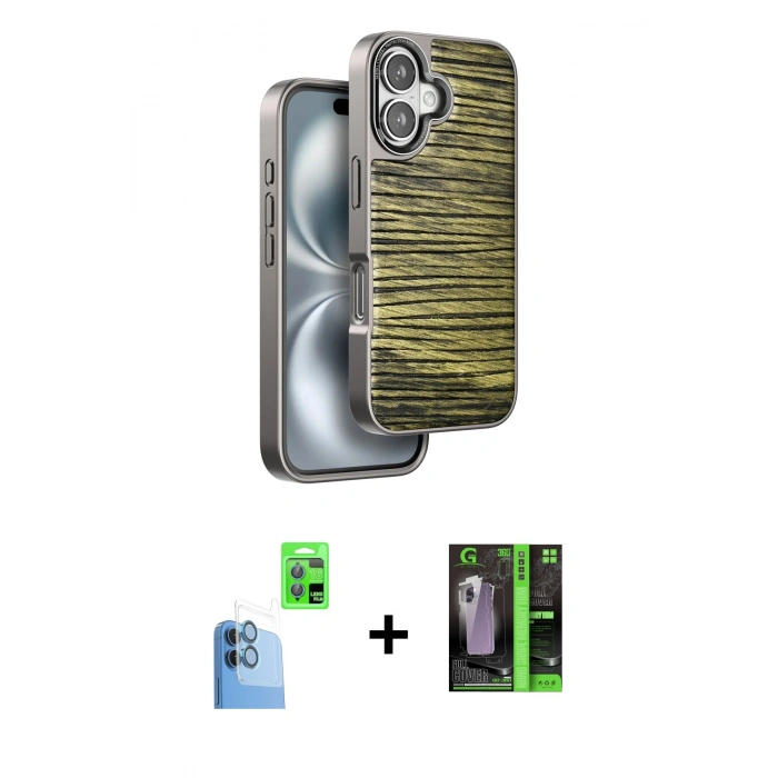 MARSİLYAN™- iPhone 16 Kılıf Atlas Minimal Özel Seri - Şeffaf 360 Full Body Arka Koruyucu + Raze Metal Kamera Lens - LT