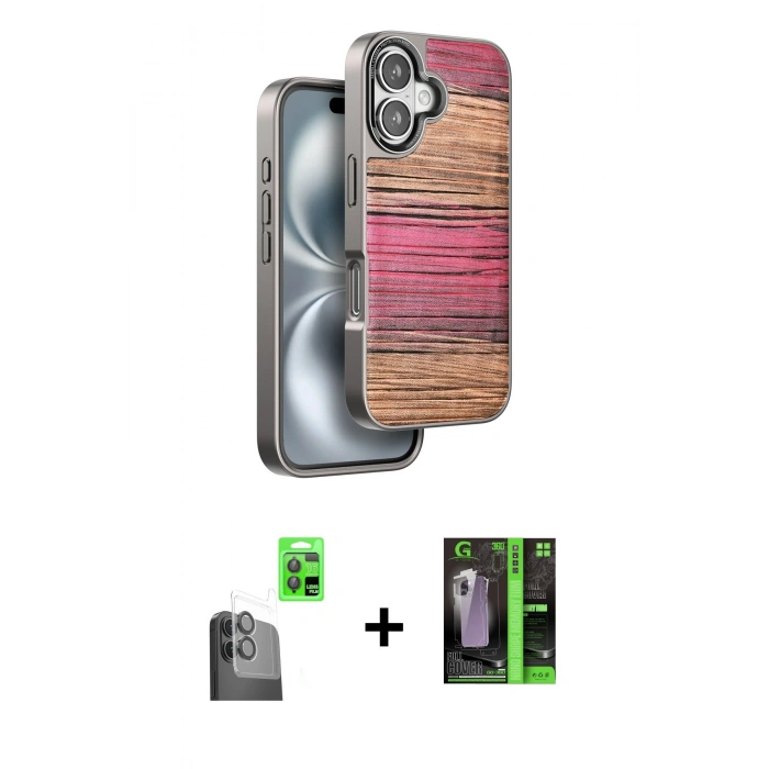 MARSİLYAN™- iPhone 16 Kılıf Atlas Minimal Özel Seri - Şeffaf 360 Full Body Arka Koruyucu + Raze Metal Kamera Lens - SH