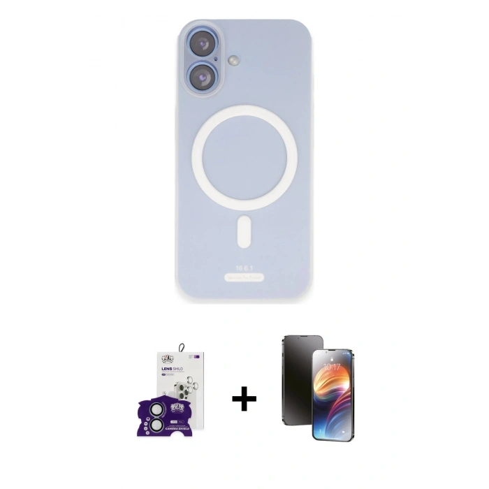 MARSİLYAN™- iPhone 16 Kılıf Çekirdek Klasik - Siyah 3D Antistatik Mat Seramik Nano Ekran Koruyucu + Bilvis Titan Kamera Lens - YL