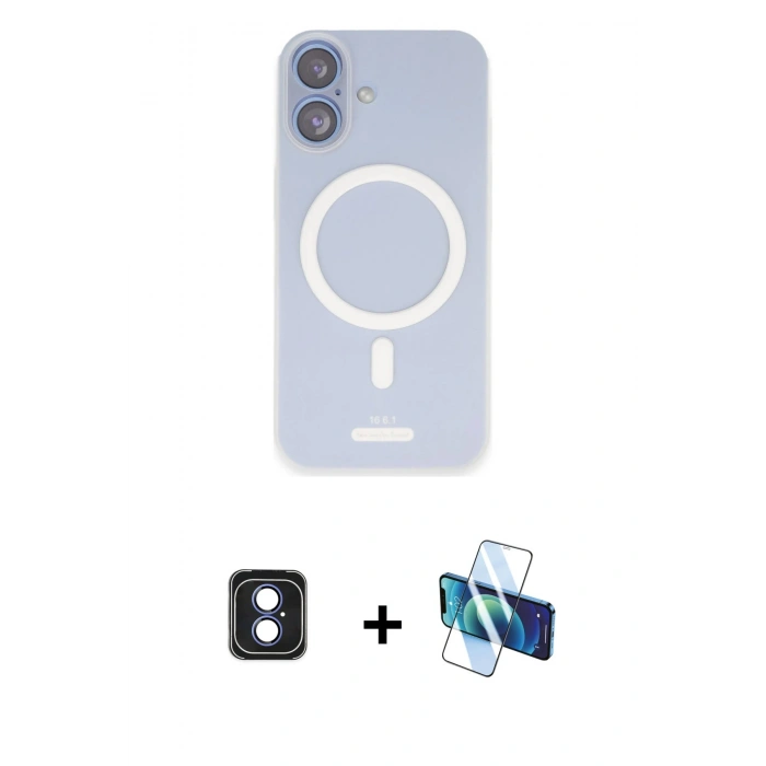 MARSİLYAN™- iPhone 16 Kılıf Çekirdek Klasik - Siyah 3D Antistatik Seramik Nano Ekran Koruyucu + PVD Metal Kamera Lens - MI