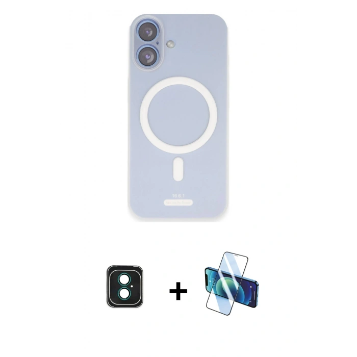 MARSİLYAN™- iPhone 16 Kılıf Çekirdek Klasik - Siyah 3D Antistatik Seramik Nano Ekran Koruyucu + PVD Metal Kamera Lens - YL