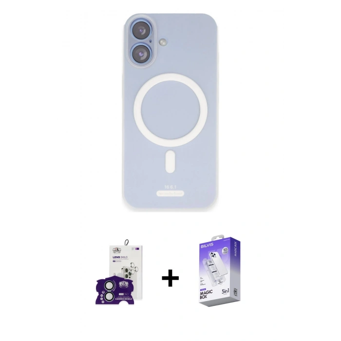 MARSİLYAN™- iPhone 16 Kılıf Çekirdek Klasik - Siyah Bilvis 5in1 3D Magic Cam Ekran Koruyucu + Yeşil Bilvis Titan Kamera Lens