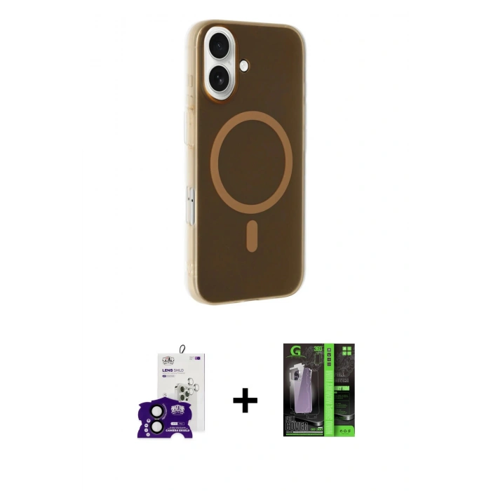 MARSİLYAN™- iPhone 16 Kılıf Çekirdek Modern Prime - Şeffaf 360 Full Body Arka Koruyucu + Bilvis Titan Kamera Lens - SH