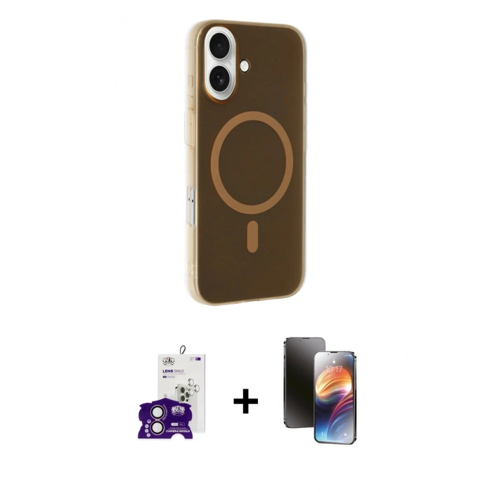 MARSİLYAN™- iPhone 16 Kılıf Çekirdek Modern Prime - Siyah 3D Antistatik Mat Seramik Nano Ekran Koruyucu + Bilvis Titan Kamera Lens - PE