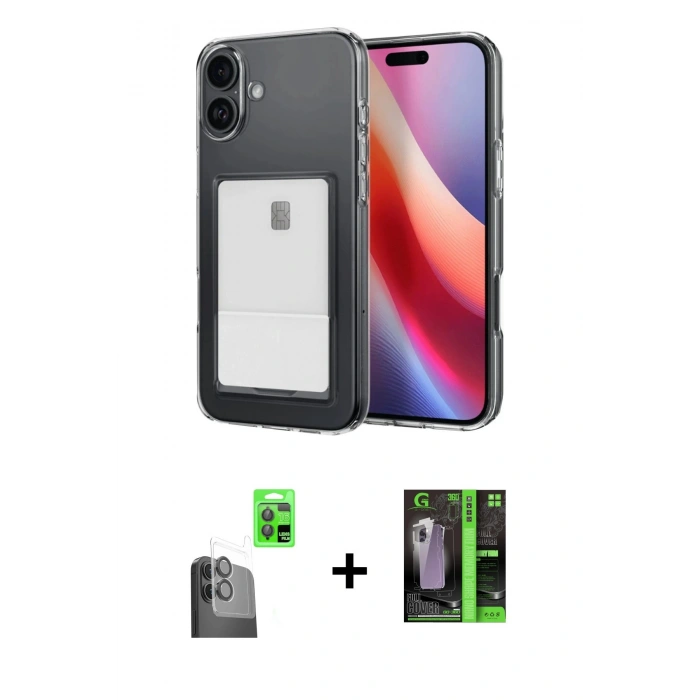 MARSİLYAN™- iPhone 16 Kılıf Doruk Klasik Koleksiyonu - Şeffaf 360 Full Body Arka Koruyucu + Raze Metal Kamera Lens - SH