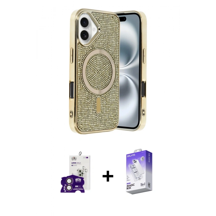 MARSİLYAN™- iPhone 16 Kılıf Eksen Çizgi - Siyah Bilvis 5in1 3D Magic Cam Ekran Koruyucu + Pembe Bilvis Titan Kamera Lens