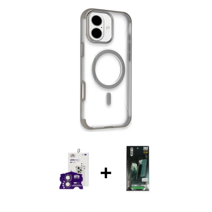 MARSİLYAN™- iPhone 16 Kılıf Eksen Klasik Koleksiyonu - Siyah 360 Mat Full Body Arka Koruyucu + Bilvis Titan Kamera Lens - PE