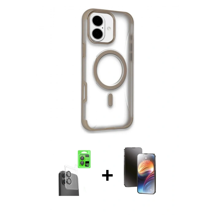 MARSİLYAN™- iPhone 16 Kılıf Eksen Klasik Koleksiyonu - Siyah 3D Antistatik Mat Seramik Nano Ekran Koruyucu + Siyah Raze Metal Kamera Lens