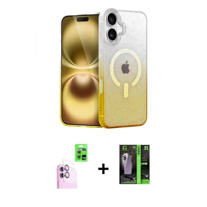 MARSİLYAN™- iPhone 16 Kılıf Eksen Minimal Özel Seri - Şeffaf 360 Full Body Arka Koruyucu + Raze Metal Kamera Lens - PE
