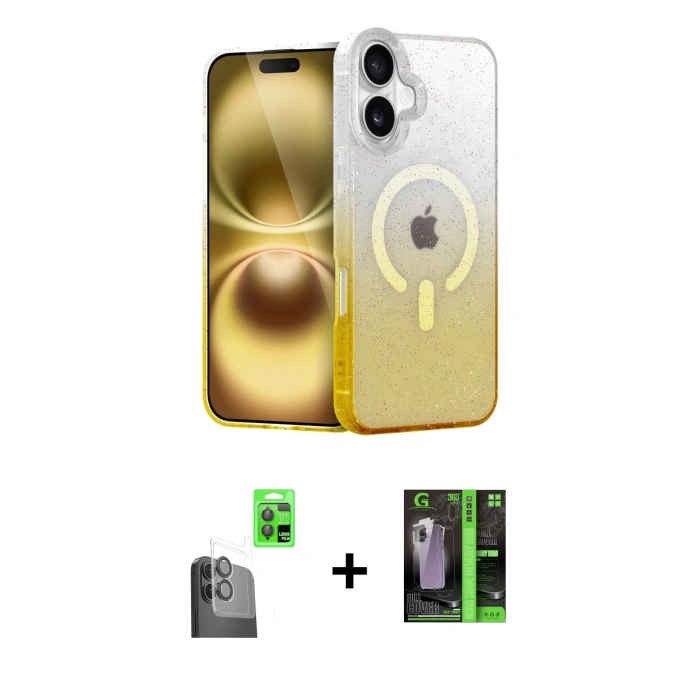 MARSİLYAN™- iPhone 16 Kılıf Eksen Minimal Özel Seri - Şeffaf 360 Full Body Arka Koruyucu + Raze Metal Kamera Lens - SH