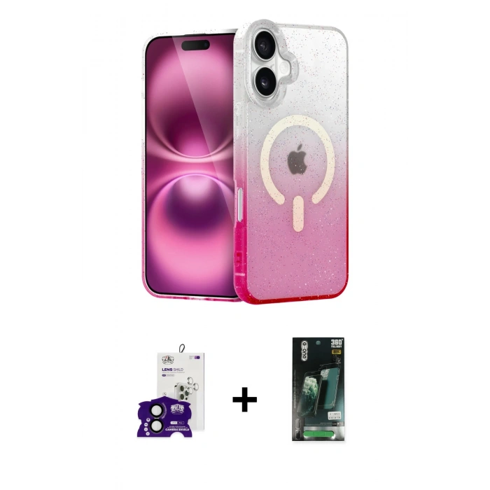 MARSİLYAN™- iPhone 16 Kılıf Eksen Minimal Özel Seri - Siyah 360 Mat Full Body Arka Koruyucu + Bilvis Titan Kamera Lens - SH