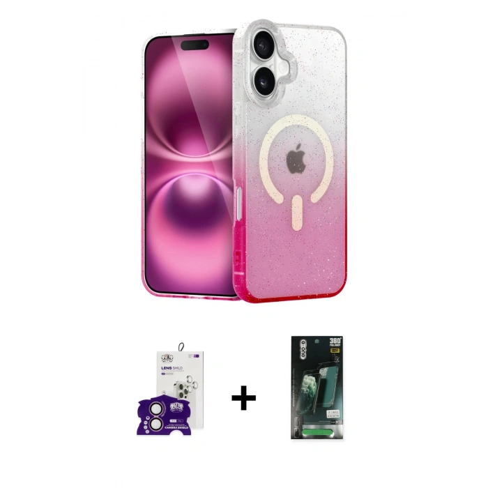 MARSİLYAN™- iPhone 16 Kılıf Eksen Minimal Özel Seri - Siyah 360 Mat Full Body Arka Koruyucu + Bilvis Titan Kamera Lens - PE