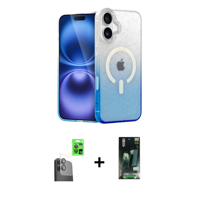 MARSİLYAN™- iPhone 16 Kılıf Eksen Minimal Özel Seri - Siyah 360 Mat Full Body Arka Koruyucu + Raze Metal Kamera Lens - SH