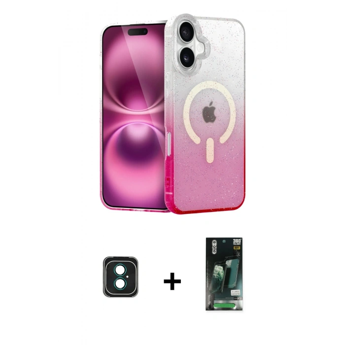 MARSİLYAN™- iPhone 16 Kılıf Eksen Minimal Özel Seri - Siyah 360 Mat Full Body Arka Koruyucu + PVD Metal Kamera Lens - YL