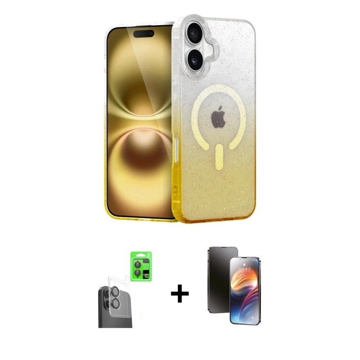 MARSİLYAN™- iPhone 16 Kılıf Eksen Minimal Özel Seri - Siyah 3D Antistatik Mat Seramik Nano Ekran Koruyucu + Siyah Raze Metal Kamera Lens