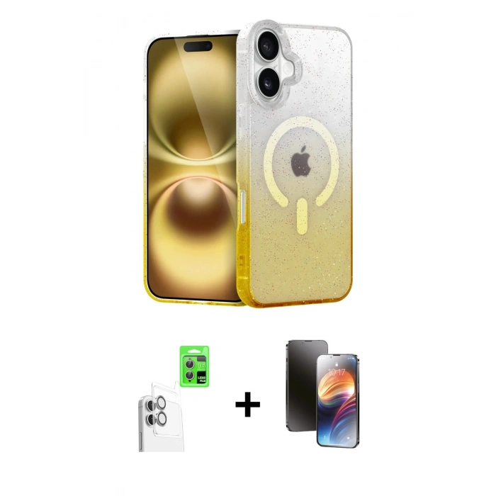 MARSİLYAN™- iPhone 16 Kılıf Eksen Minimal Özel Seri - Siyah 3D Antistatik Mat Seramik Nano Ekran Koruyucu + Raze Metal Kamera Lens - BZ