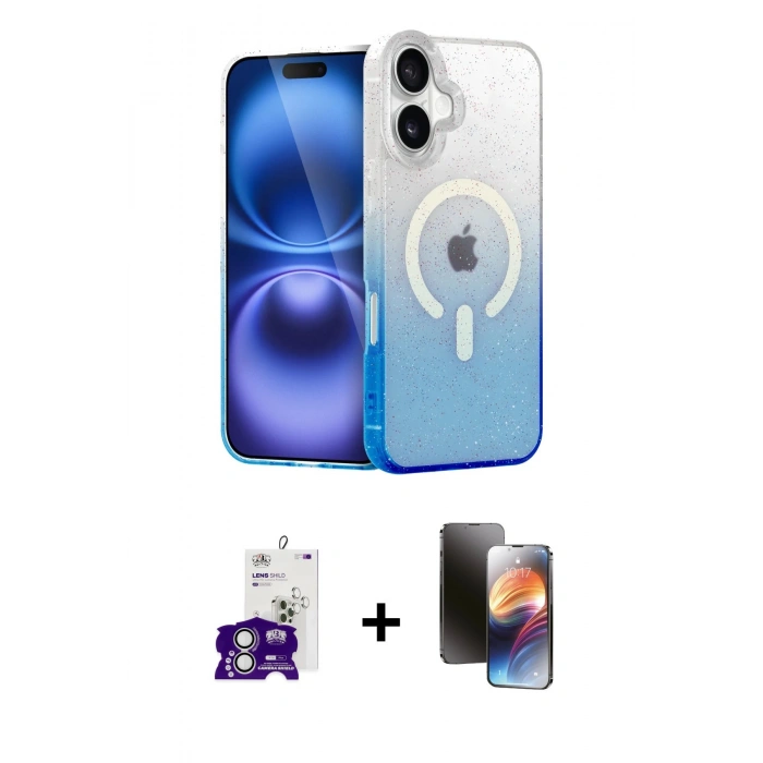 MARSİLYAN™- iPhone 16 Kılıf Eksen Minimal Özel Seri - Siyah 3D Antistatik Mat Seramik Nano Ekran Koruyucu + Bilvis Titan Kamera Lens - GS
