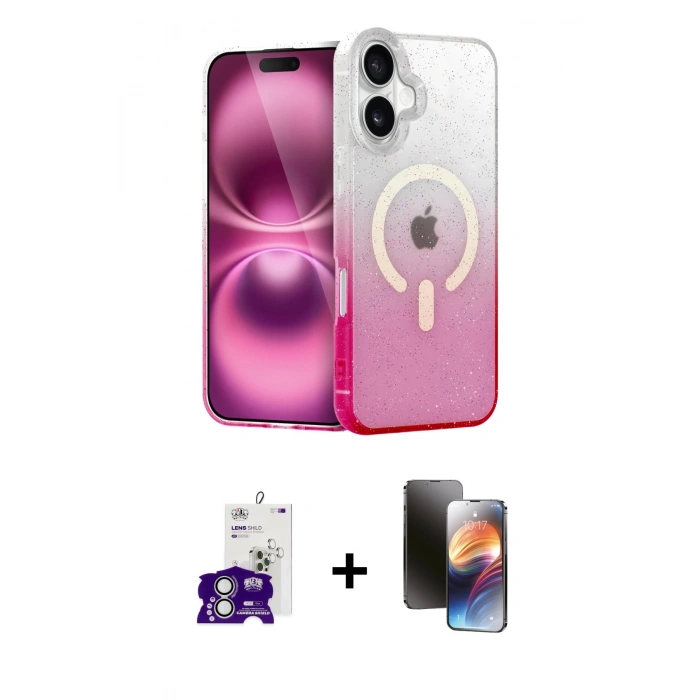 MARSİLYAN™- iPhone 16 Kılıf Eksen Minimal Özel Seri - Siyah 3D Antistatik Mat Seramik Nano Ekran Koruyucu + Bilvis Titan Kamera Lens - GS