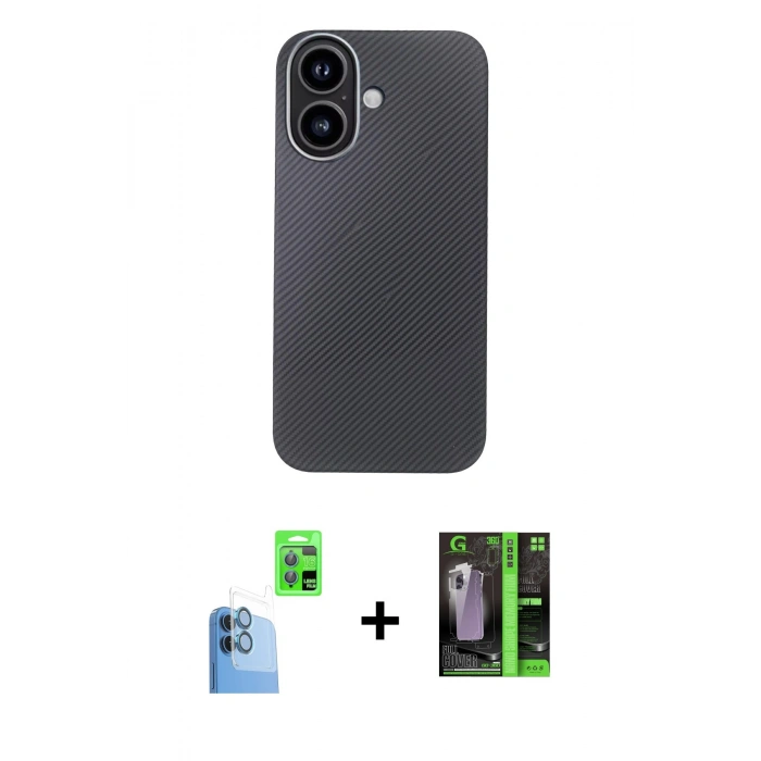 MARSİLYAN™- iPhone 16 Kılıf Eksen Prime - Şeffaf 360 Full Body Arka Koruyucu + Raze Metal Kamera Lens - LT