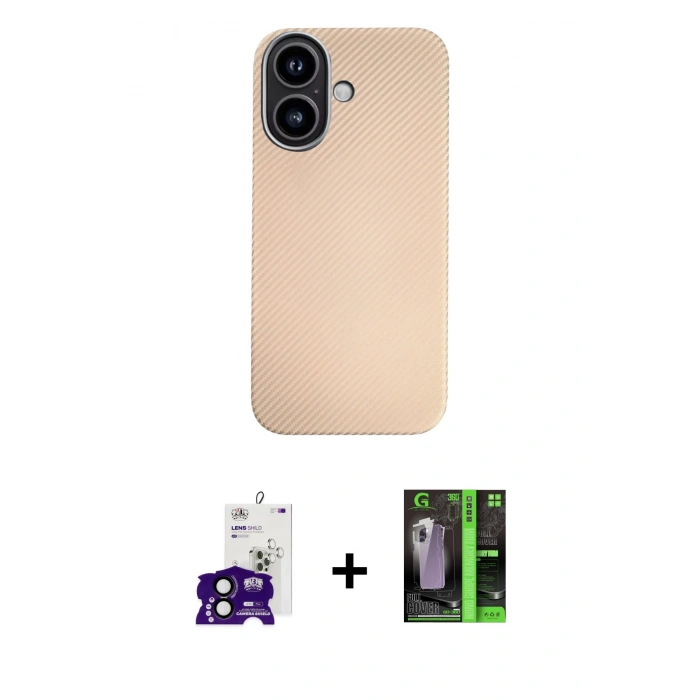 MARSİLYAN™- iPhone 16 Kılıf Eksen Prime - Şeffaf 360 Full Body Arka Koruyucu + Bilvis Titan Kamera Lens - SH