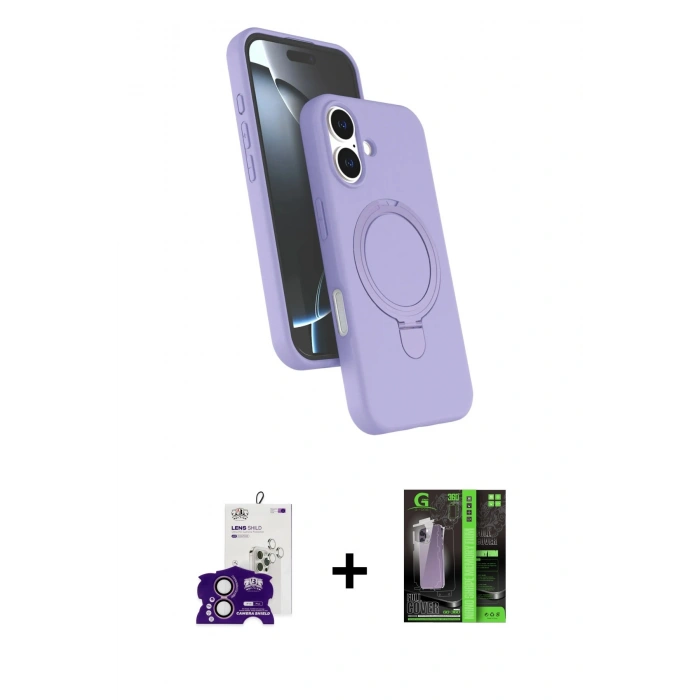 MARSİLYAN™- iPhone 16 Kılıf İz Işık Koleksiyonu - Şeffaf 360 Full Body Arka Koruyucu + Bilvis Titan Kamera Lens - PE