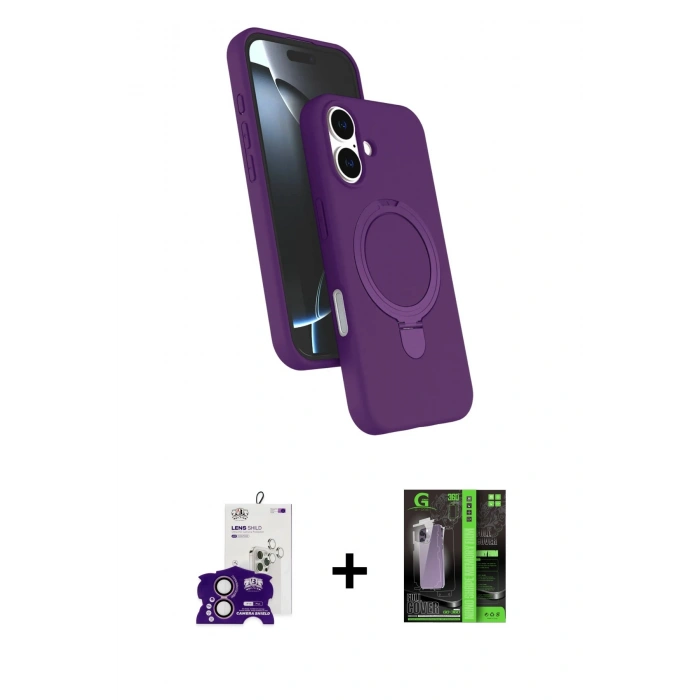 MARSİLYAN™- iPhone 16 Kılıf İz Işık Koleksiyonu - Şeffaf 360 Full Body Arka Koruyucu + Bilvis Titan Kamera Lens - PE