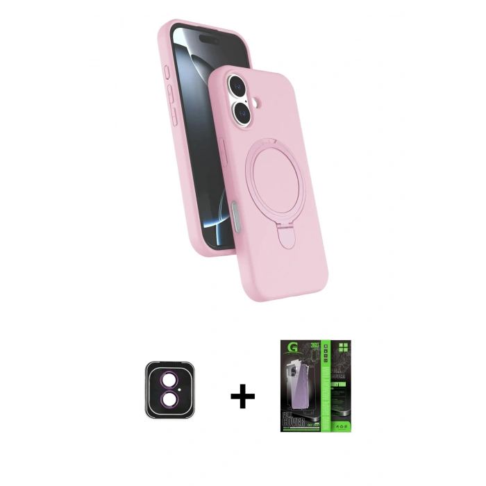 MARSİLYAN™- iPhone 16 Kılıf İz Işık Koleksiyonu - Şeffaf 360 Full Body Arka Koruyucu + PVD Metal Kamera Lens - PE