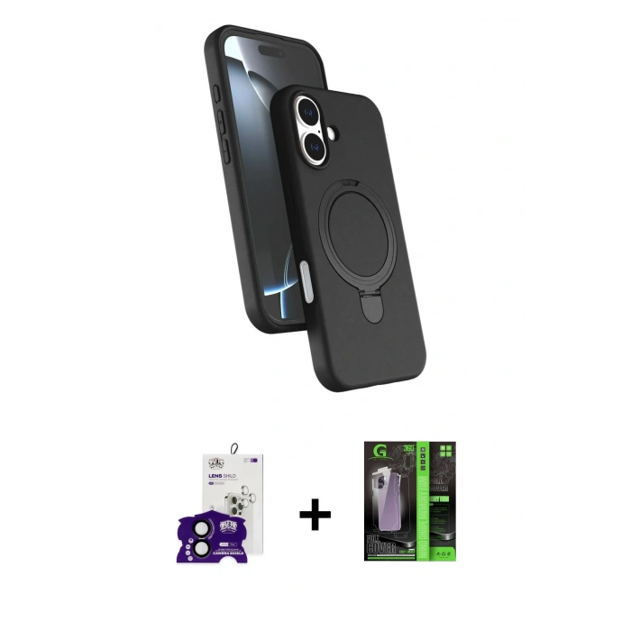 MARSİLYAN™- iPhone 16 Kılıf İz Işık Koleksiyonu - Şeffaf 360 Full Body Arka Koruyucu + Bilvis Titan Kamera Lens - SH