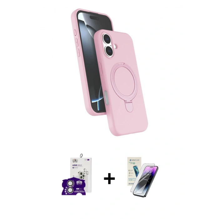 MARSİLYAN™- iPhone 16 Kılıf İz Işık Koleksiyonu - Şeffaf Pasifik Cam Ekran Koruyucu + Bilvis Titan Kamera Lens - GS