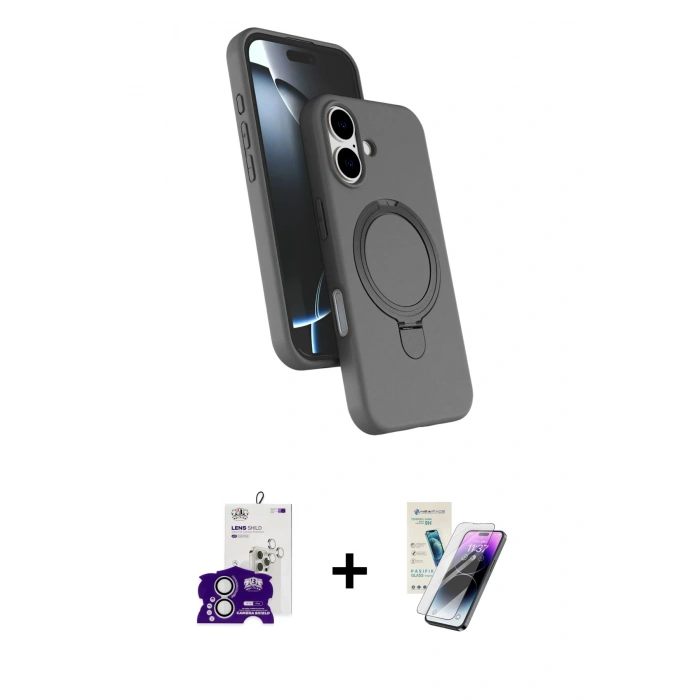 MARSİLYAN™- iPhone 16 Kılıf İz Işık Koleksiyonu - Şeffaf Pasifik Cam Ekran Koruyucu + Bilvis Titan Kamera Lens - GS