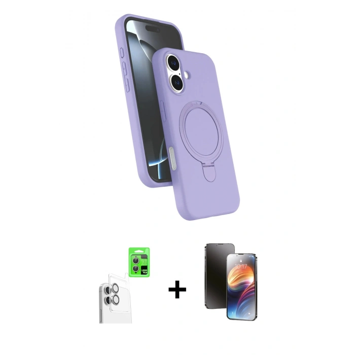 MARSİLYAN™- iPhone 16 Kılıf İz Işık Koleksiyonu - Siyah 3D Antistatik Mat Seramik Nano Ekran Koruyucu + Raze Metal Kamera Lens - BZ