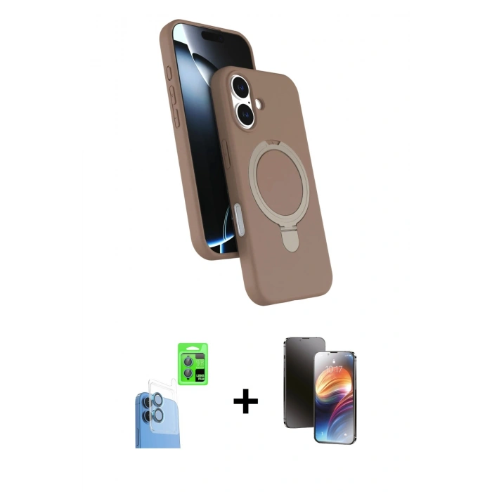 MARSİLYAN™- iPhone 16 Kılıf İz Işık Koleksiyonu - Siyah 3D Antistatik Mat Seramik Nano Ekran Koruyucu + Raze Metal Kamera Lens - LT