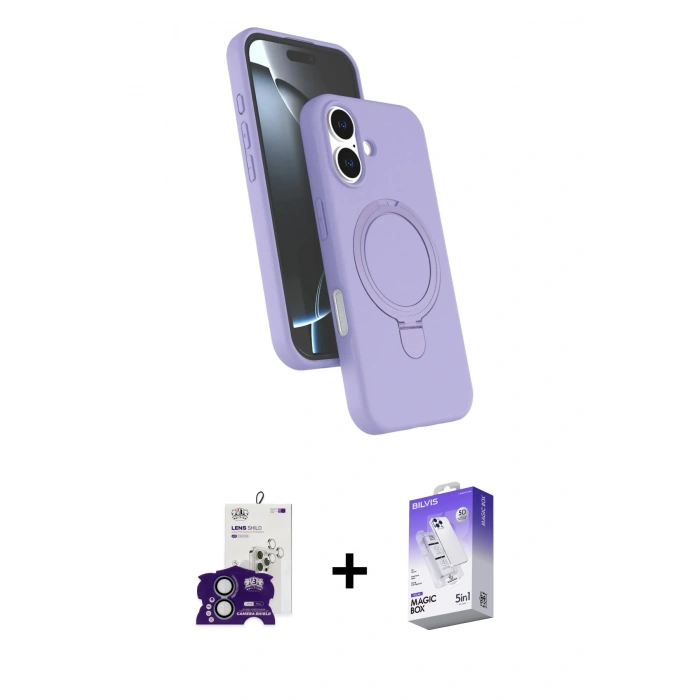 MARSİLYAN™- iPhone 16 Kılıf İz Işık Koleksiyonu - Siyah Bilvis 5in1 3D Magic Cam Ekran Koruyucu + Bilvis Titan Kamera Lens - YL