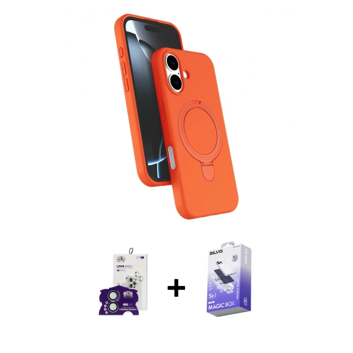 MARSİLYAN™- iPhone 16 Kılıf İz Işık Koleksiyonu - Siyah Bilvis 5in1 5D Magic Hayalet Cam Ekran Koruyucu + Bilvis Titan Kamera Lens - YL