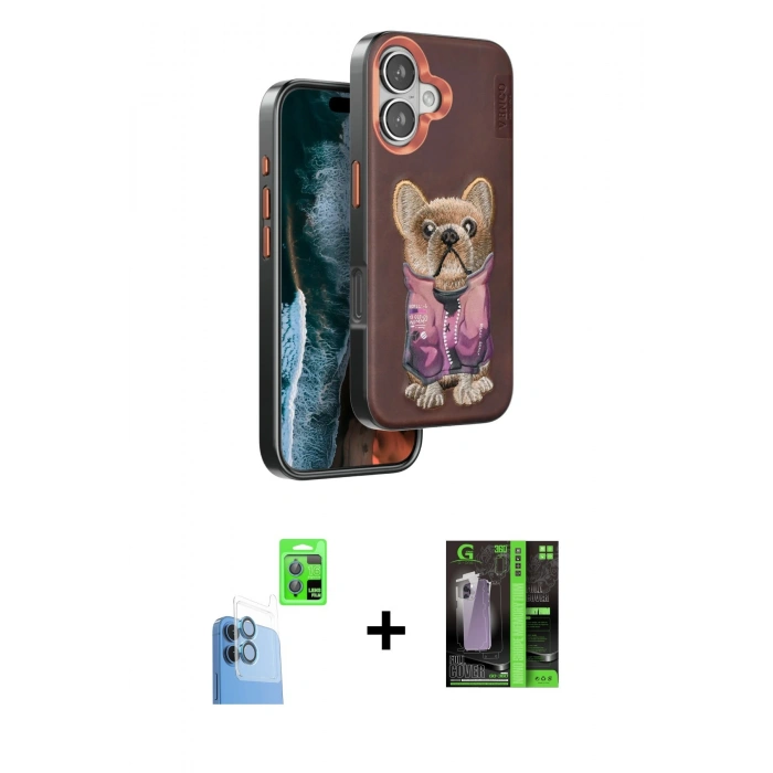 MARSİLYAN™- iPhone 16 Kılıf İz Minimal Koleksiyonu - Şeffaf 360 Full Body Arka Koruyucu + Raze Metal Kamera Lens - LT
