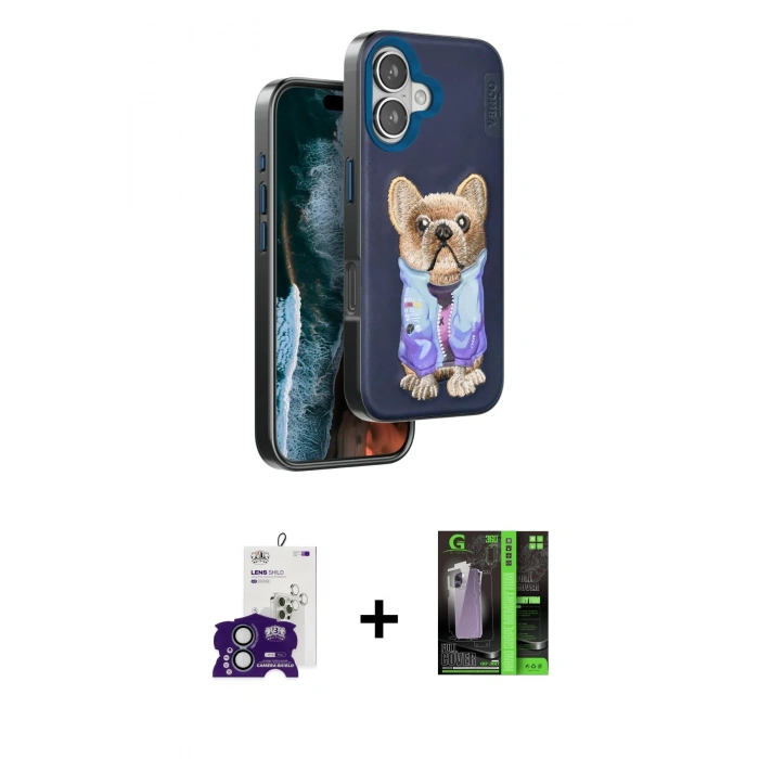 MARSİLYAN™- iPhone 16 Kılıf İz Minimal Koleksiyonu - Şeffaf 360 Full Body Arka Koruyucu + Bilvis Titan Kamera Lens - YL